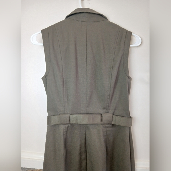 Banana Republic Like New Army Green Sleeveless button up Dress with Belt Size 0 - Picture 10 of 14